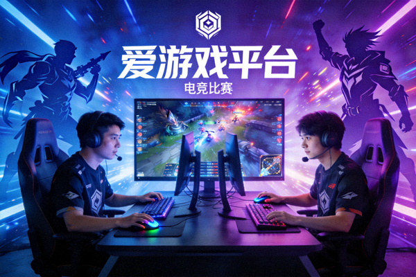 爱游戏平台电竞比赛精彩主视觉画面，选手正在激烈对战